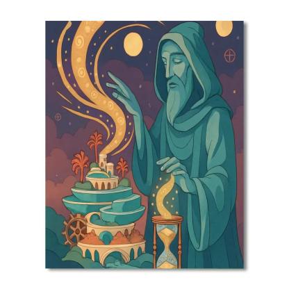 Clockwork Oasis In Fantasy Paint by numbers art