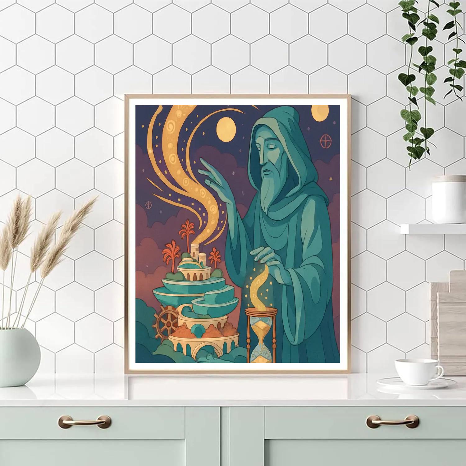 Clockwork Oasis In Fantasy Paint by numbers art