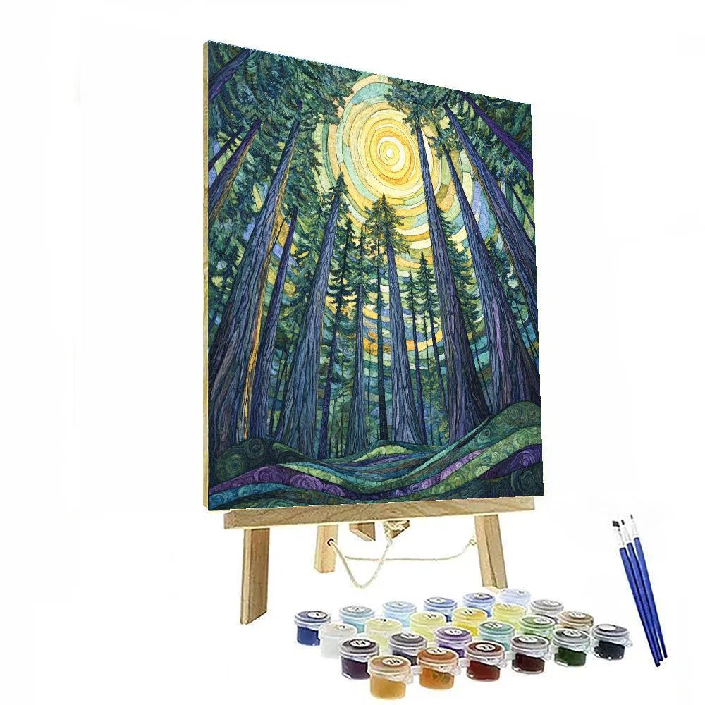 Emily Carr Inspired Cathedral Cedar Vortex paint by number