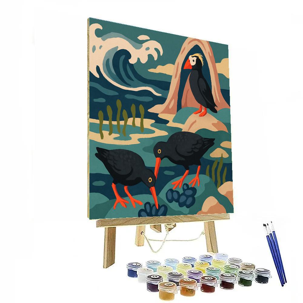 Tidepool Birds At The Kelp Cathedral Numbered painting kits