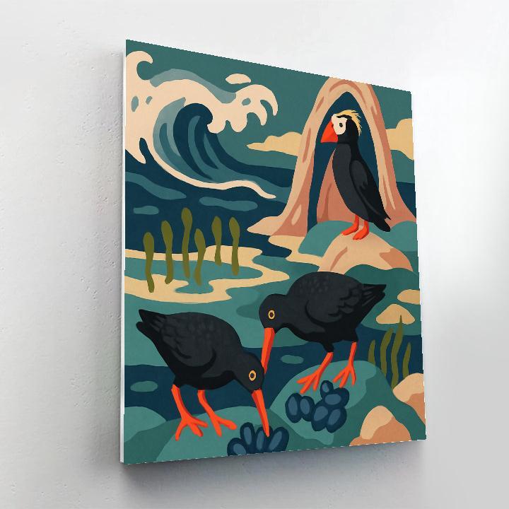 Tidepool Birds At The Kelp Cathedral Numbered painting kits
