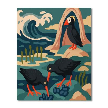Tidepool Birds At The Kelp Cathedral Numbered painting kits