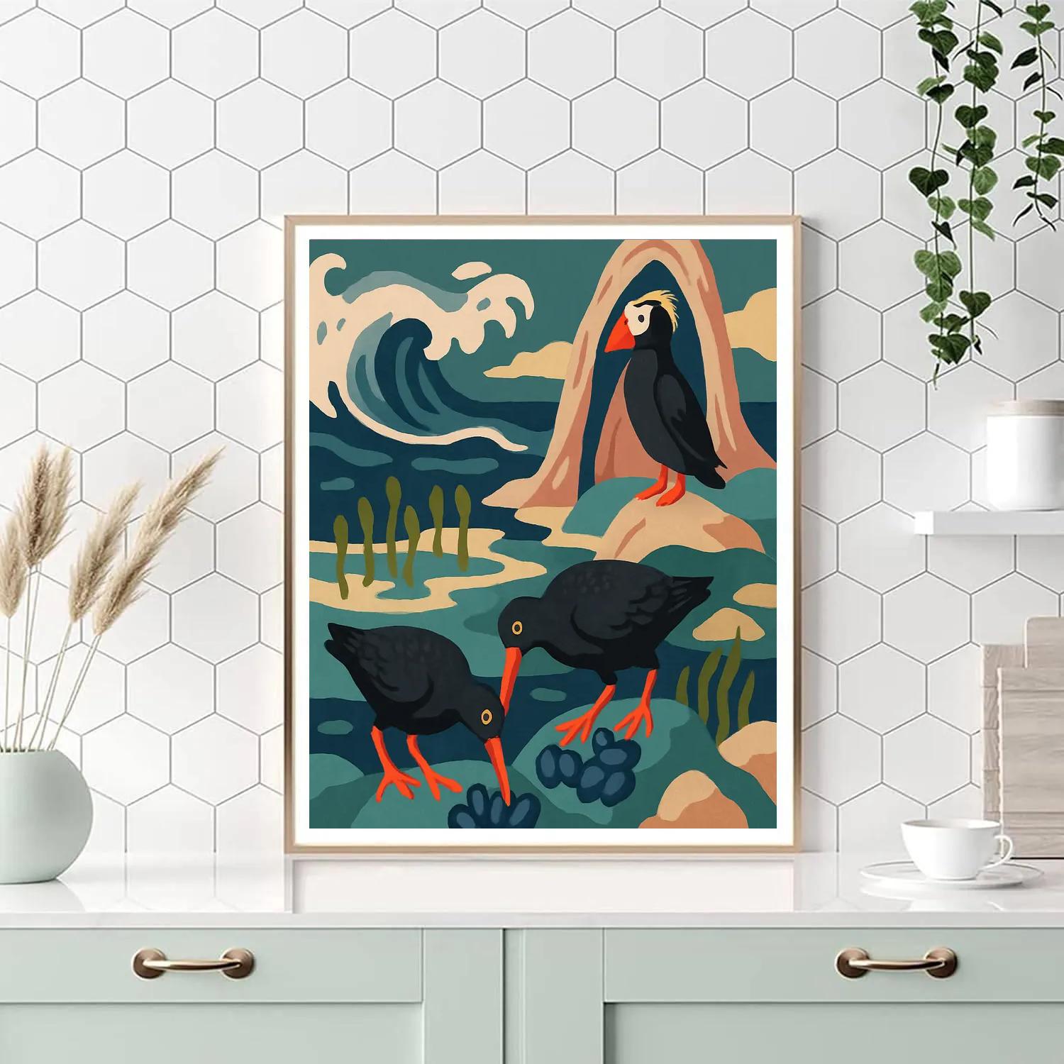 Tidepool Birds At The Kelp Cathedral Numbered painting kits