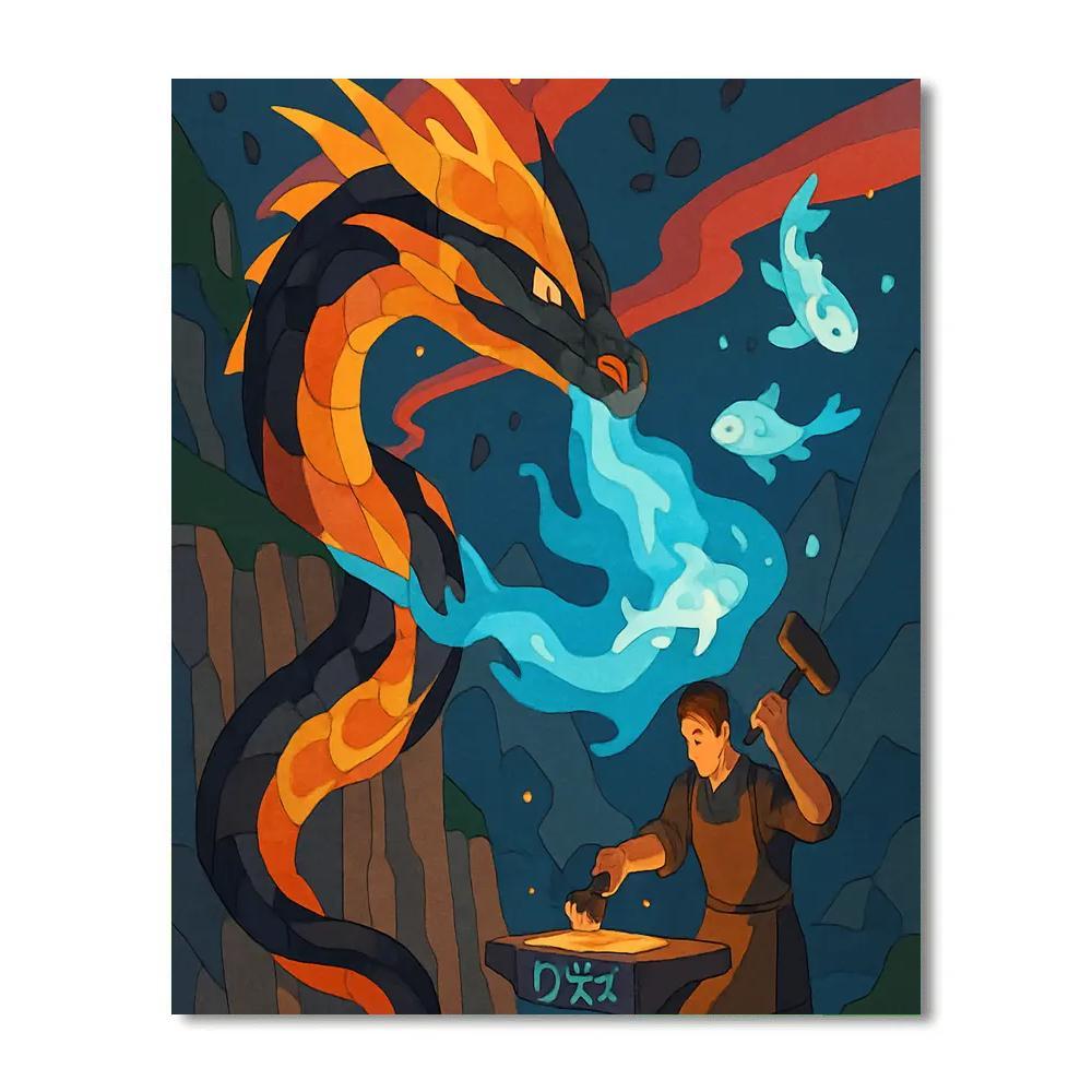 Fantasy Forgelight Dragon paint by numbers