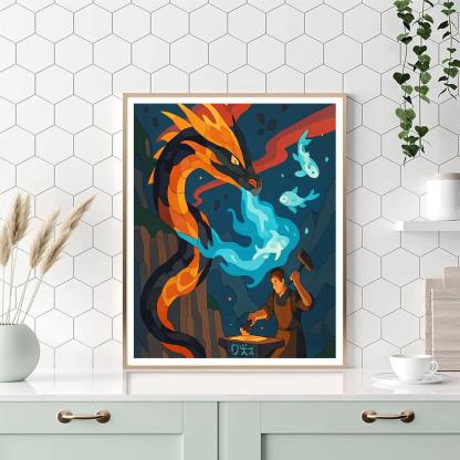 Fantasy Forgelight Dragon paint by numbers