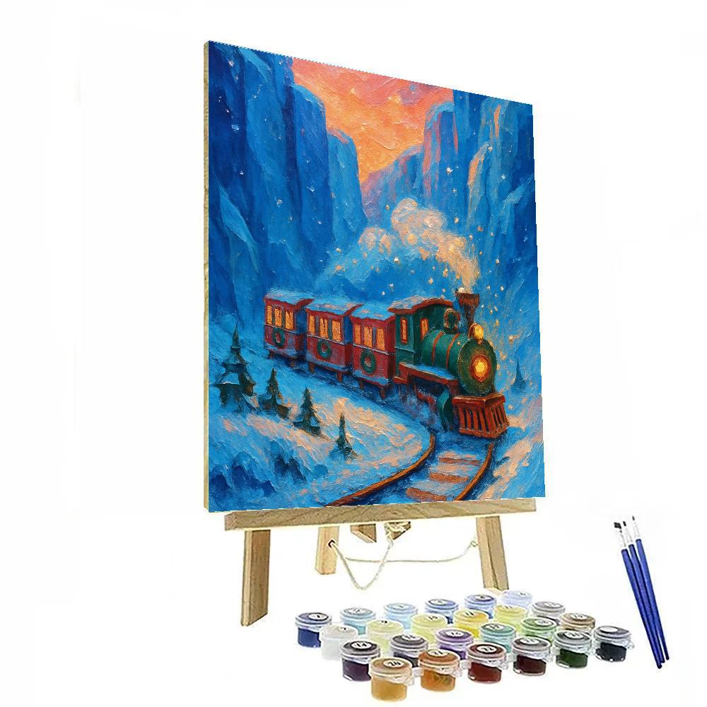 Peppermint Train Through The Frosted Canyon painting number kit