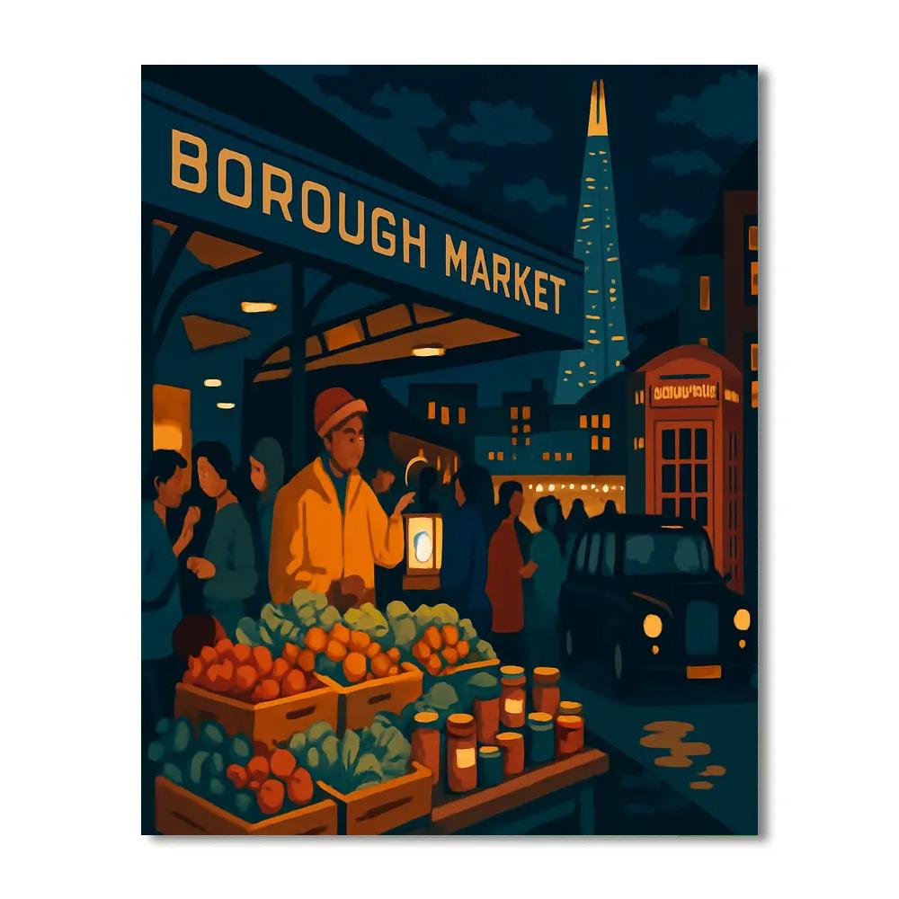 Midnight Market Lanterns London painting number kit