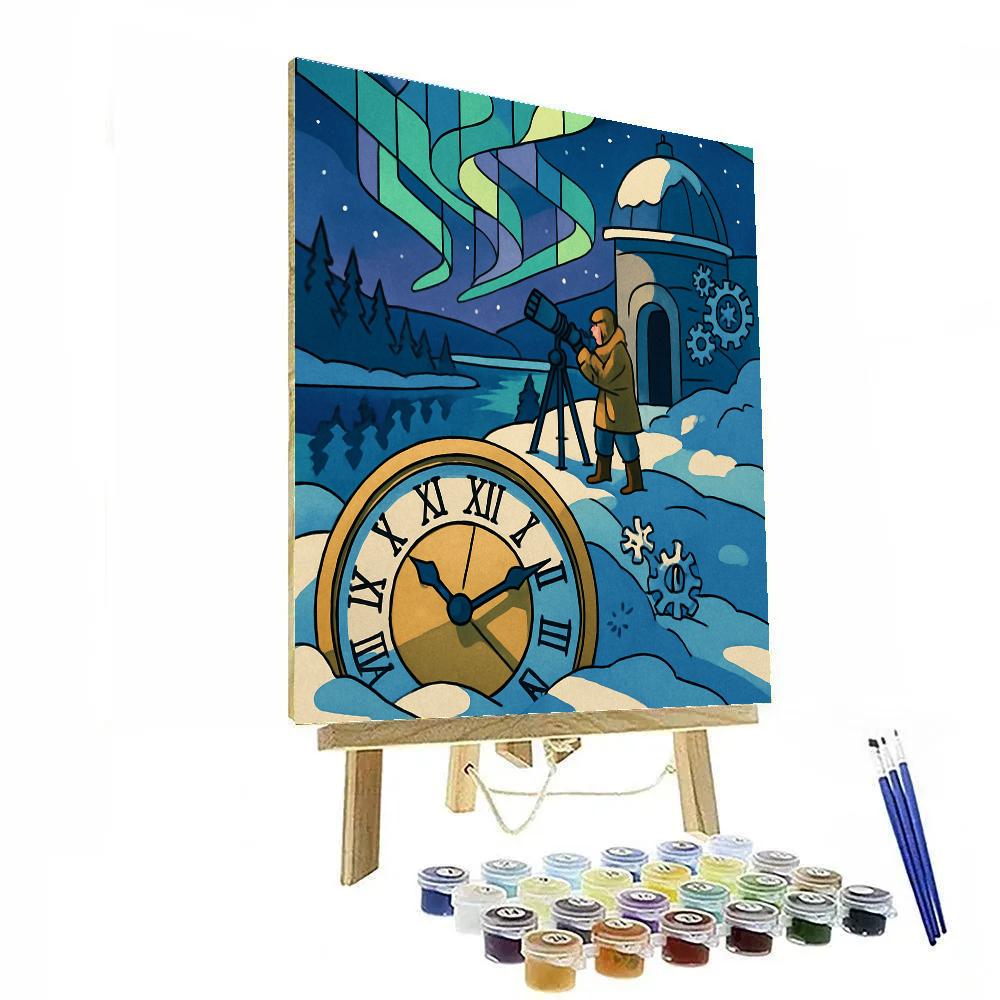 Clockwork Aurora In Winter Number painting