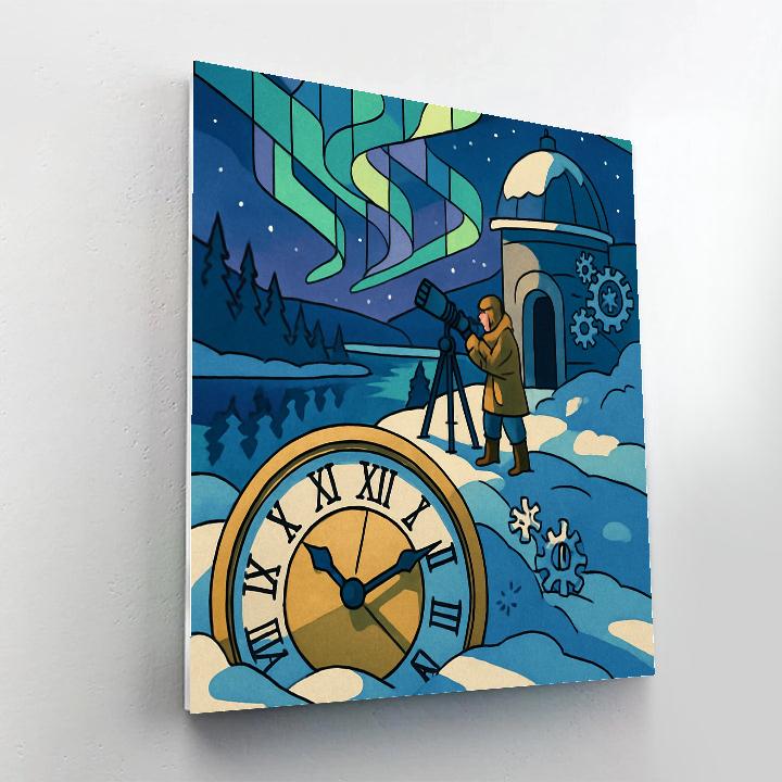 Clockwork Aurora In Winter Number painting