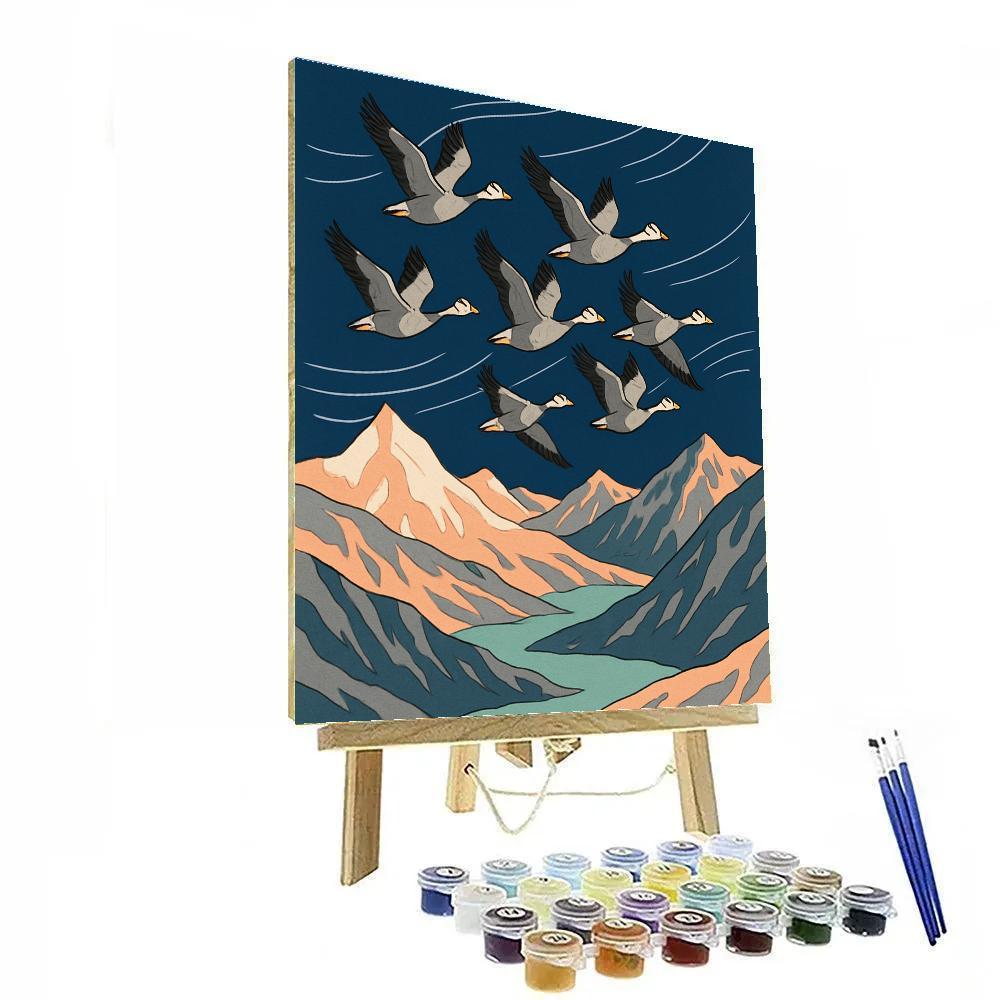 Snowline Migration Map With Birds paint by numbers