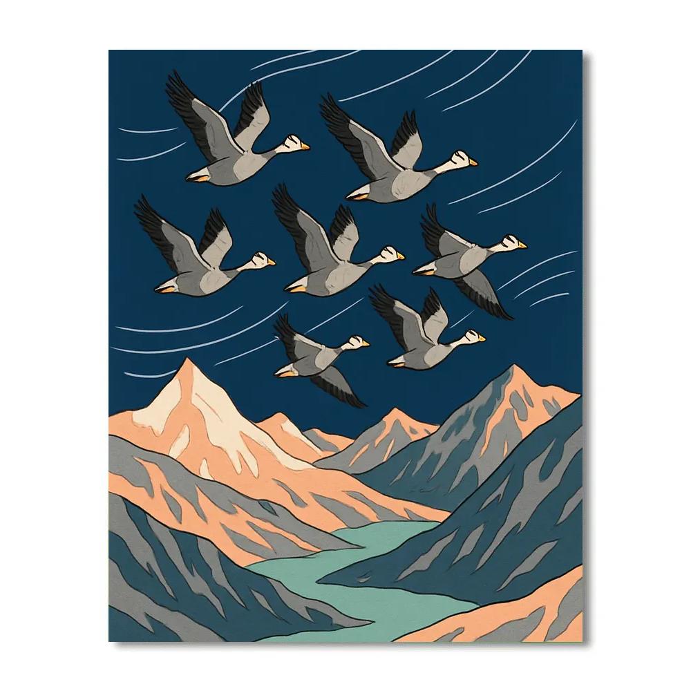 Snowline Migration Map With Birds paint by numbers