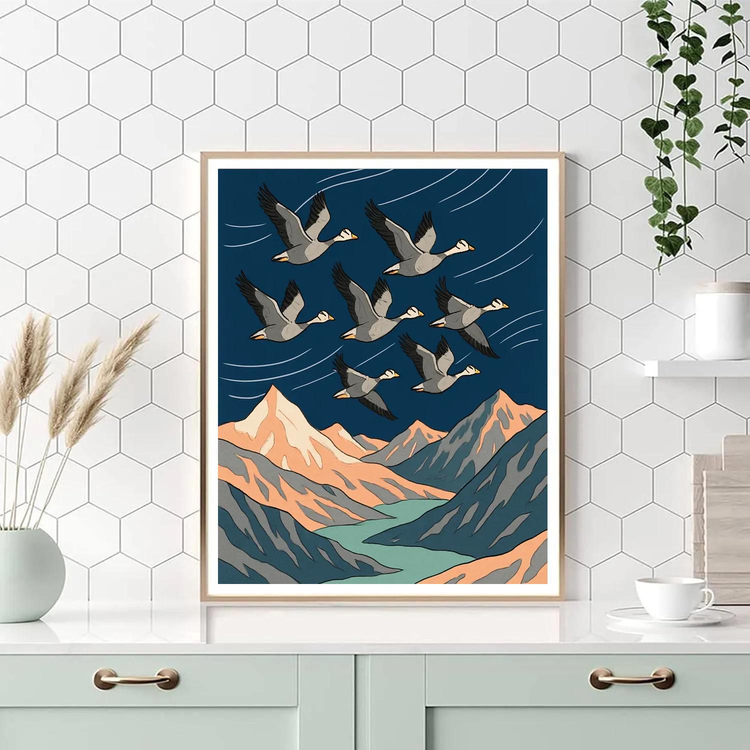 Snowline Migration Map With Birds paint by numbers