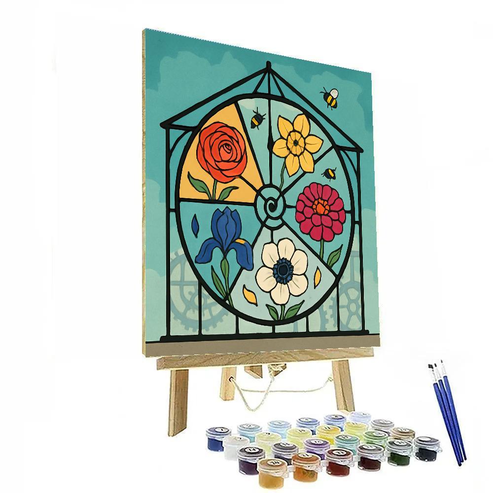 Clockwork Floral Greenhouse Mosaic painting number kit