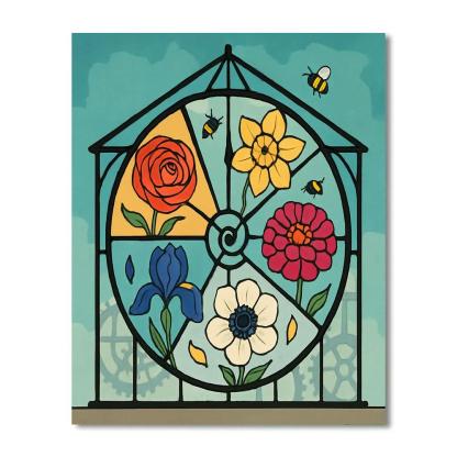 Clockwork Floral Greenhouse Mosaic painting number kit