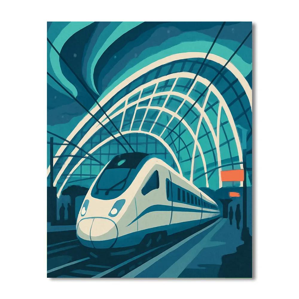 Aurora Glasshouse Station Train Number painting