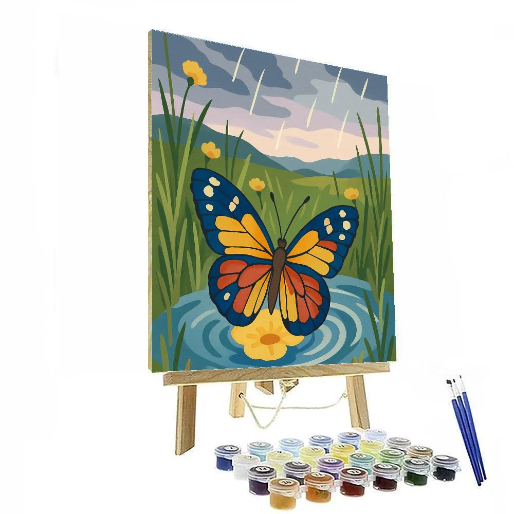 Rainmap Meadow With Butterfly paint by numbers