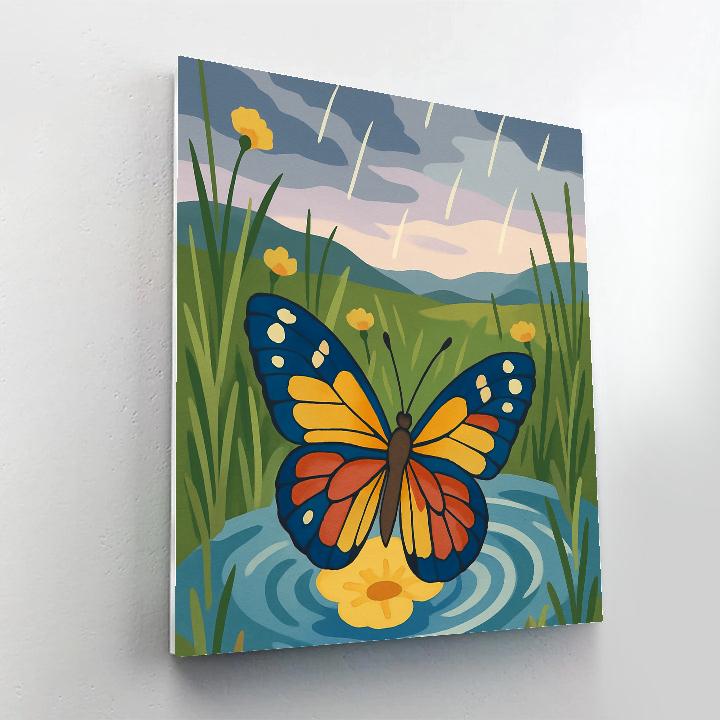 Rainmap Meadow With Butterfly paint by numbers