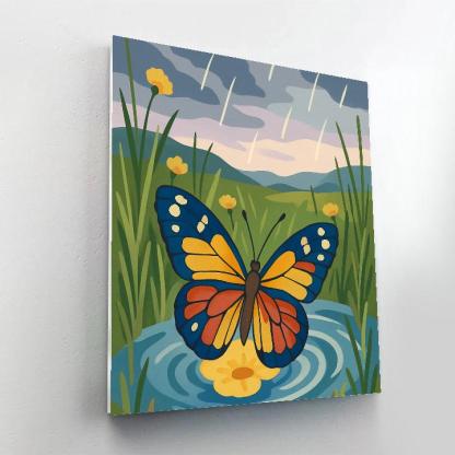 Rainmap Meadow With Butterfly paint by numbers