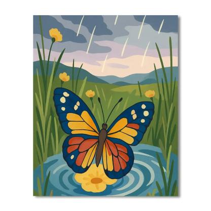 Rainmap Meadow With Butterfly paint by numbers