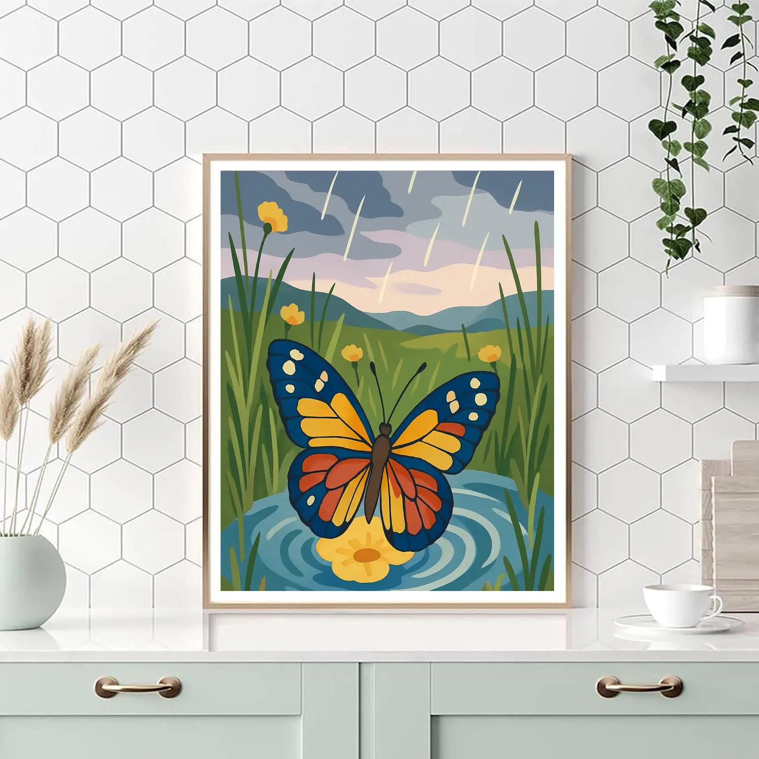 Rainmap Meadow With Butterfly paint by numbers