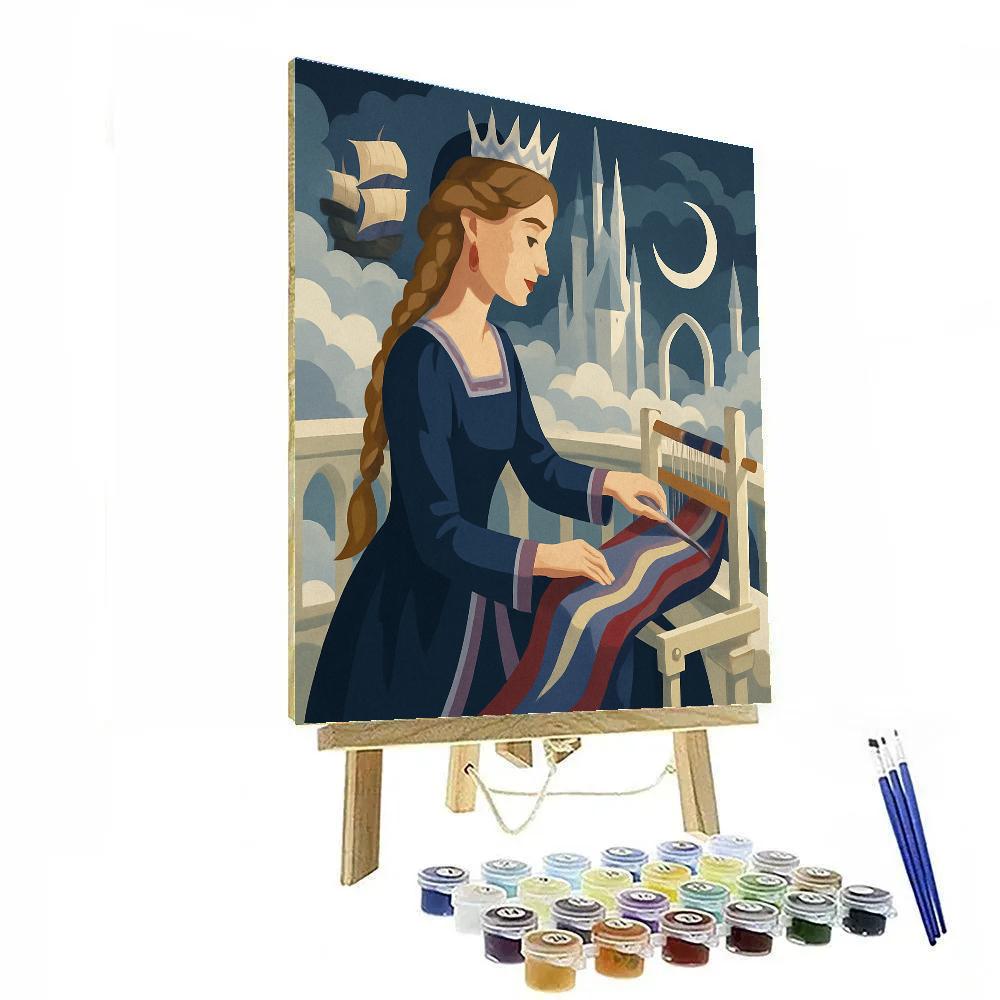 Sky Loom Citadel With Princess In Starlight Silk Paint by numbers art