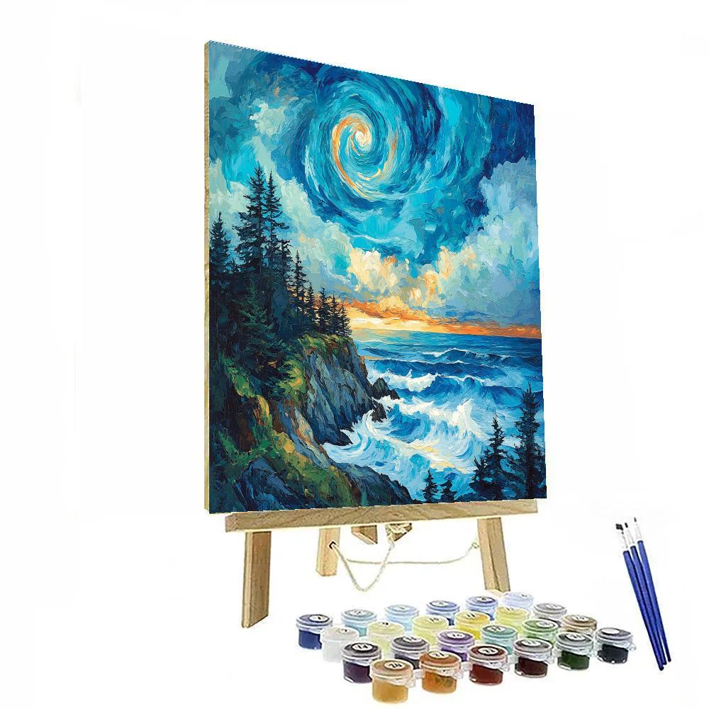 Emily Carr Inspired Stormlit Pacific Headland paint by color