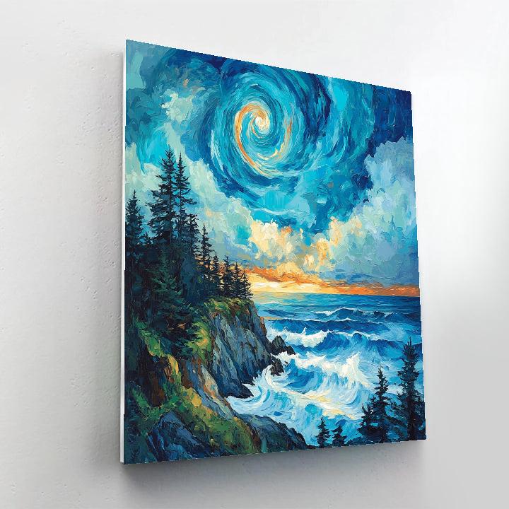 Emily Carr Inspired Stormlit Pacific Headland paint by color