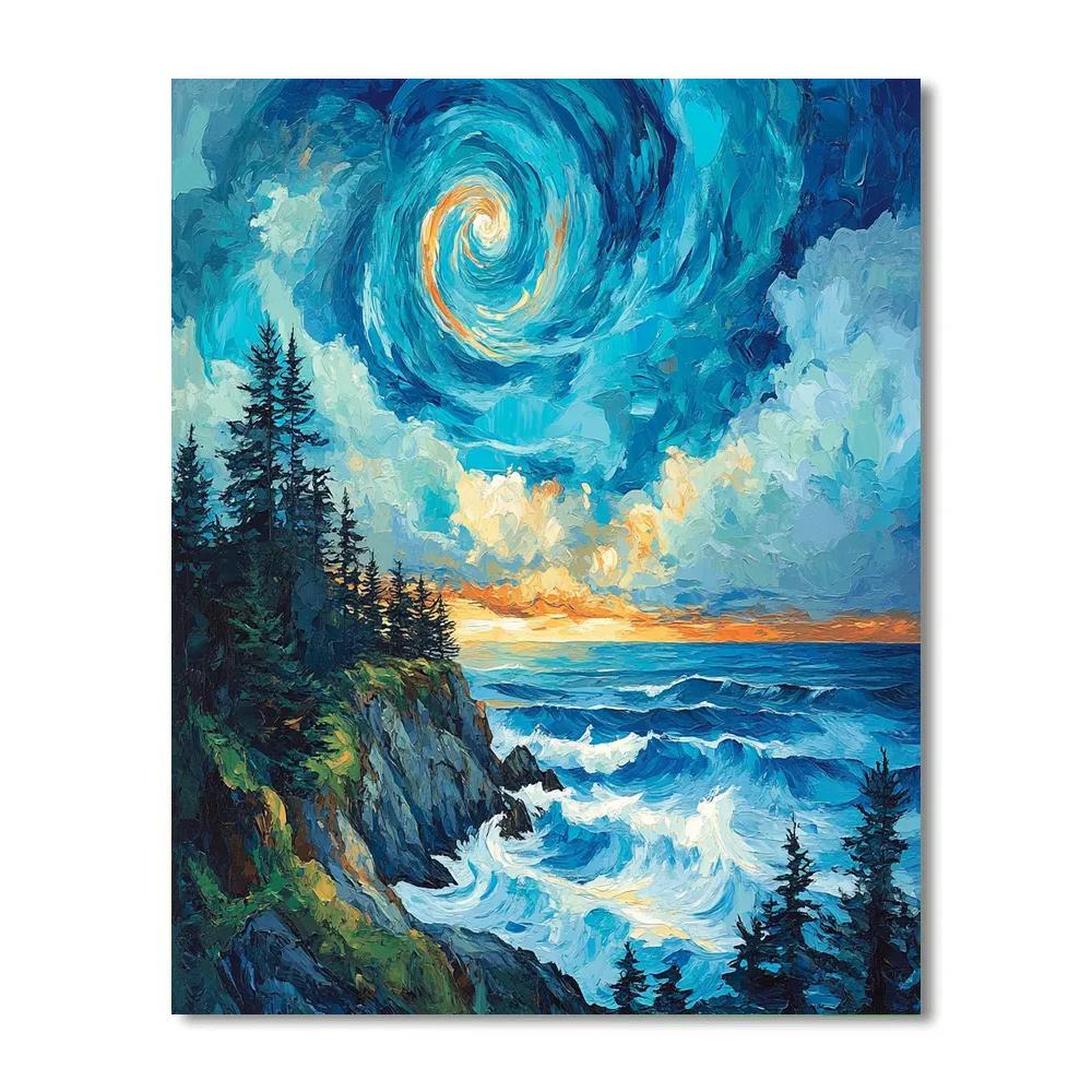 Emily Carr Inspired Stormlit Pacific Headland paint by color