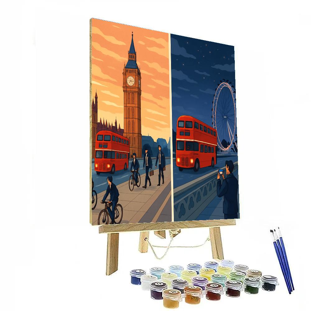 London Skyline Time Dilation Diptych Numbered painting kits