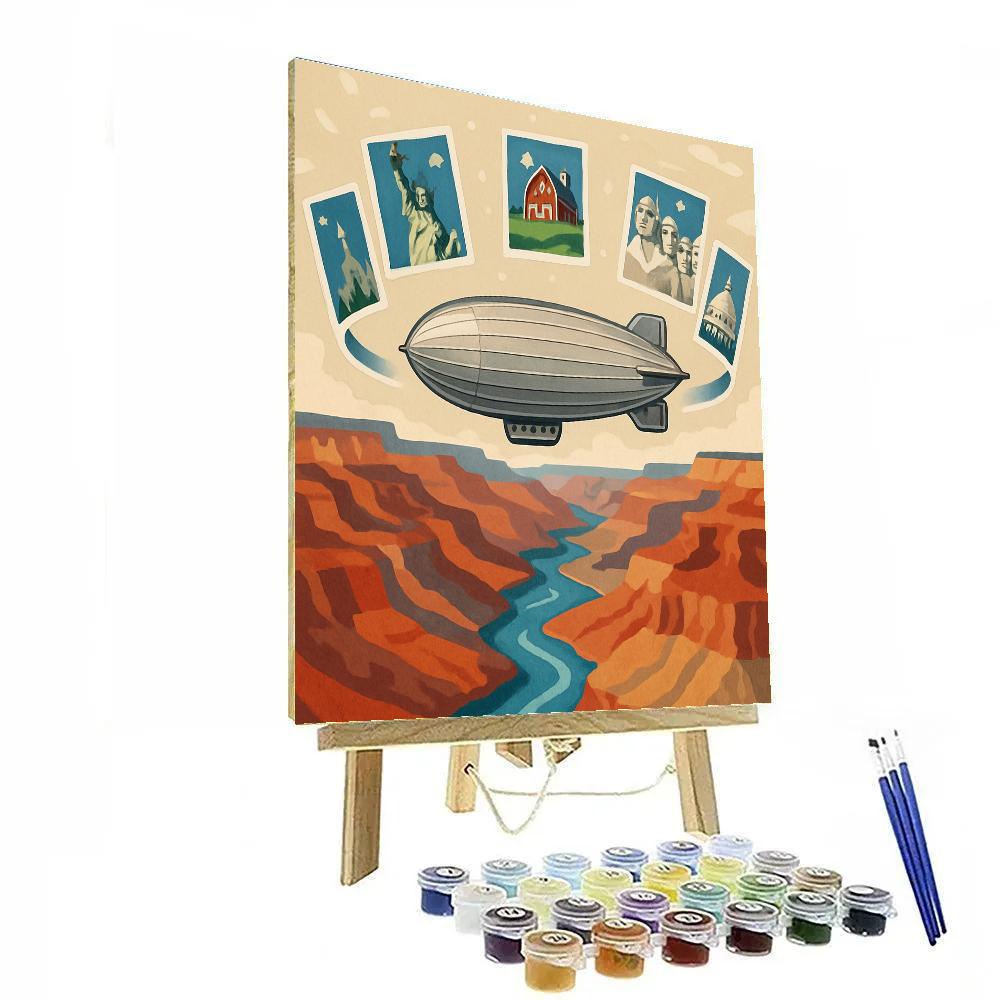 Canyon Airship Postcards In USA Style paint by numbers