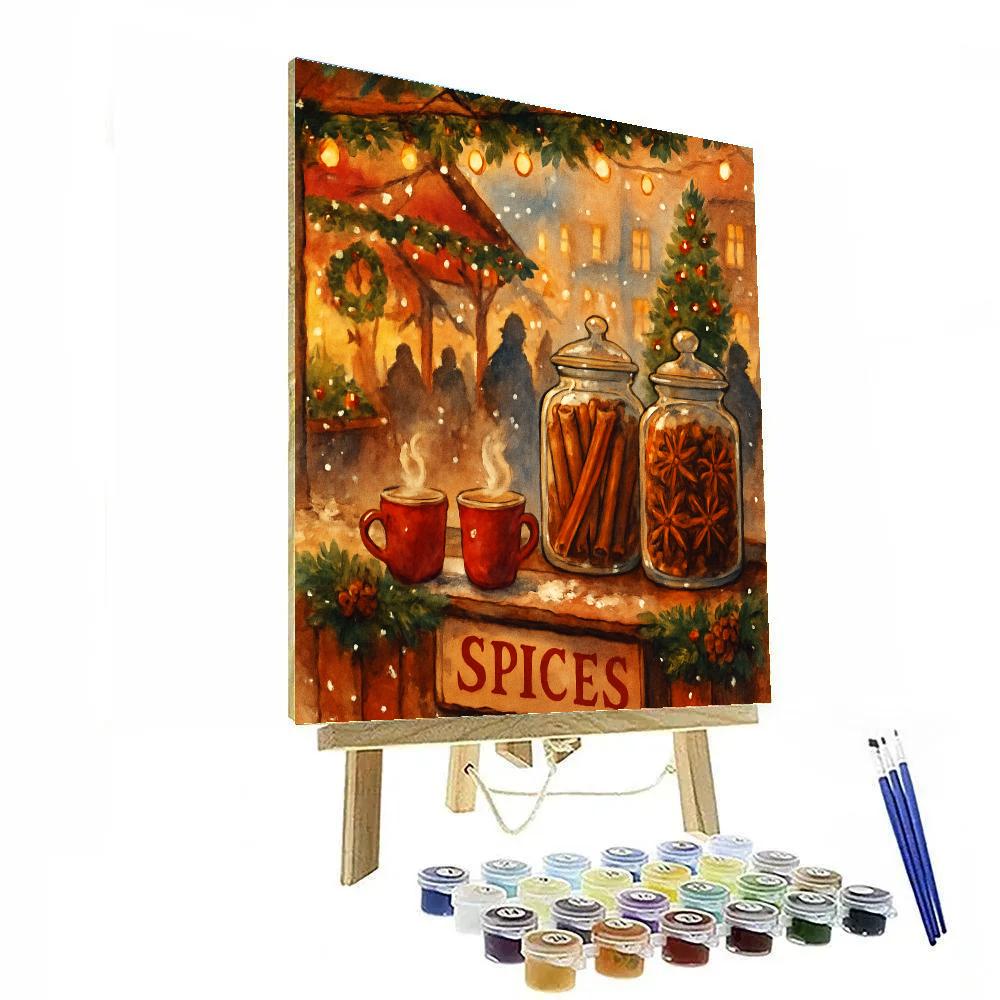 Winter Market Spice Stall Under Glowing Canopies DIY paint by numbers
