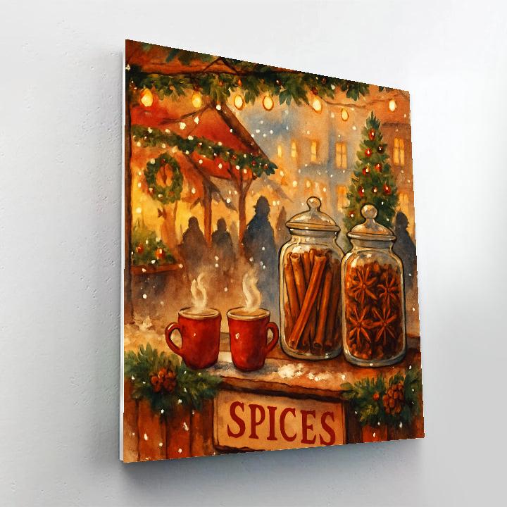 Winter Market Spice Stall Under Glowing Canopies DIY paint by numbers