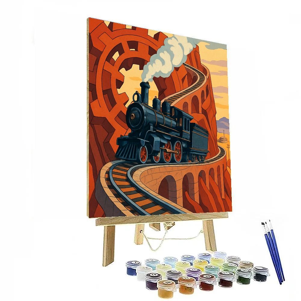 Clockwork Canyon Steam Train Painting by numbers kit