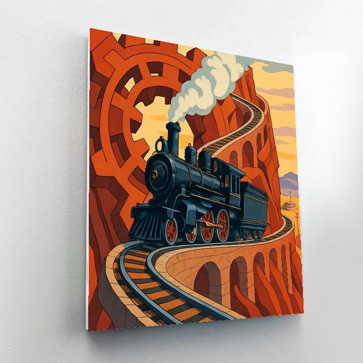 Clockwork Canyon Steam Train Painting by numbers kit