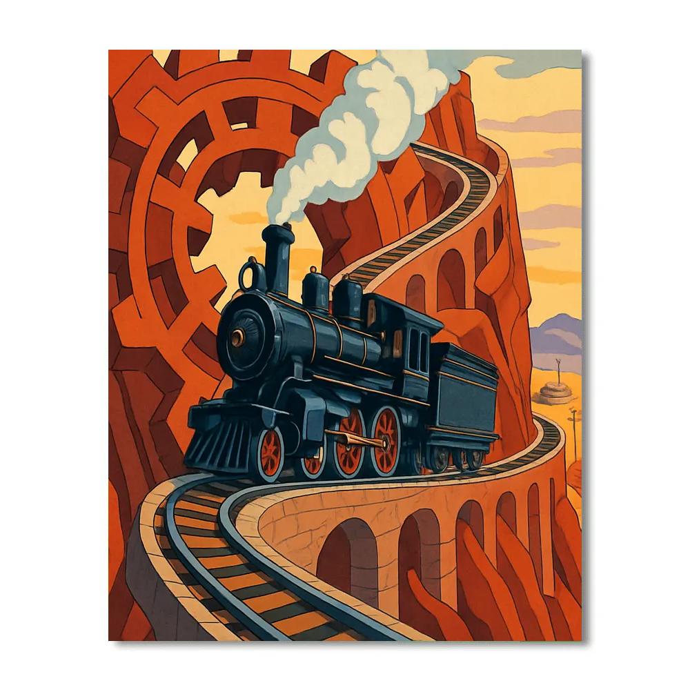 Clockwork Canyon Steam Train Painting by numbers kit