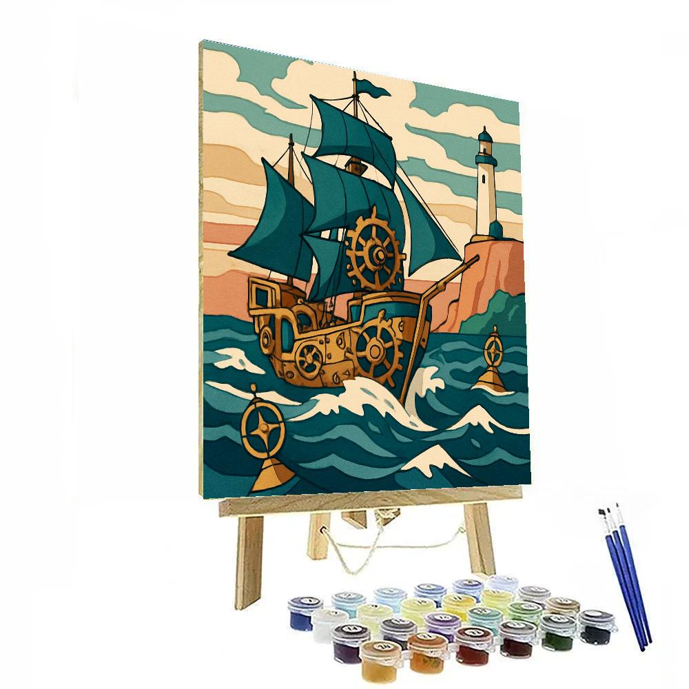 Tidal Clockwork Ship Regatta paint by color