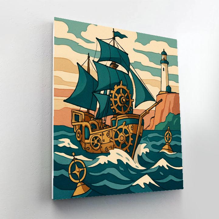 Tidal Clockwork Ship Regatta paint by color