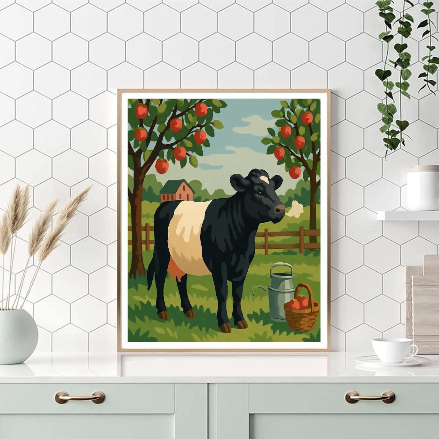 Lantern Lit Orchard With Cow At Dawn Paint by numbers kits
