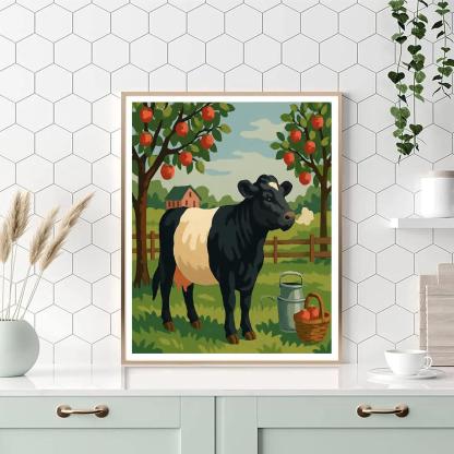 Lantern Lit Orchard With Cow At Dawn Paint by numbers kits