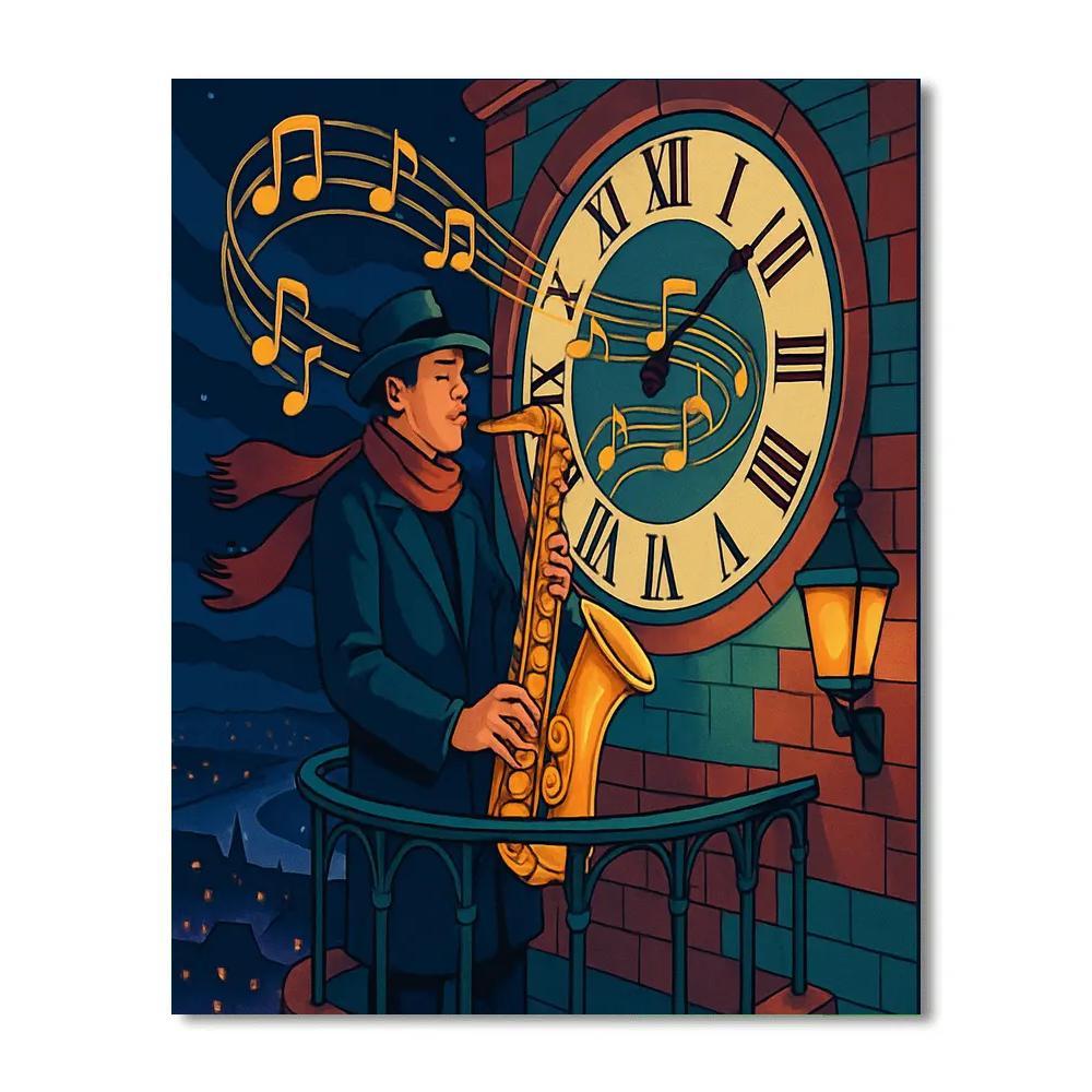 Midnight Clocktower Jazz Serenade Numbered painting kits