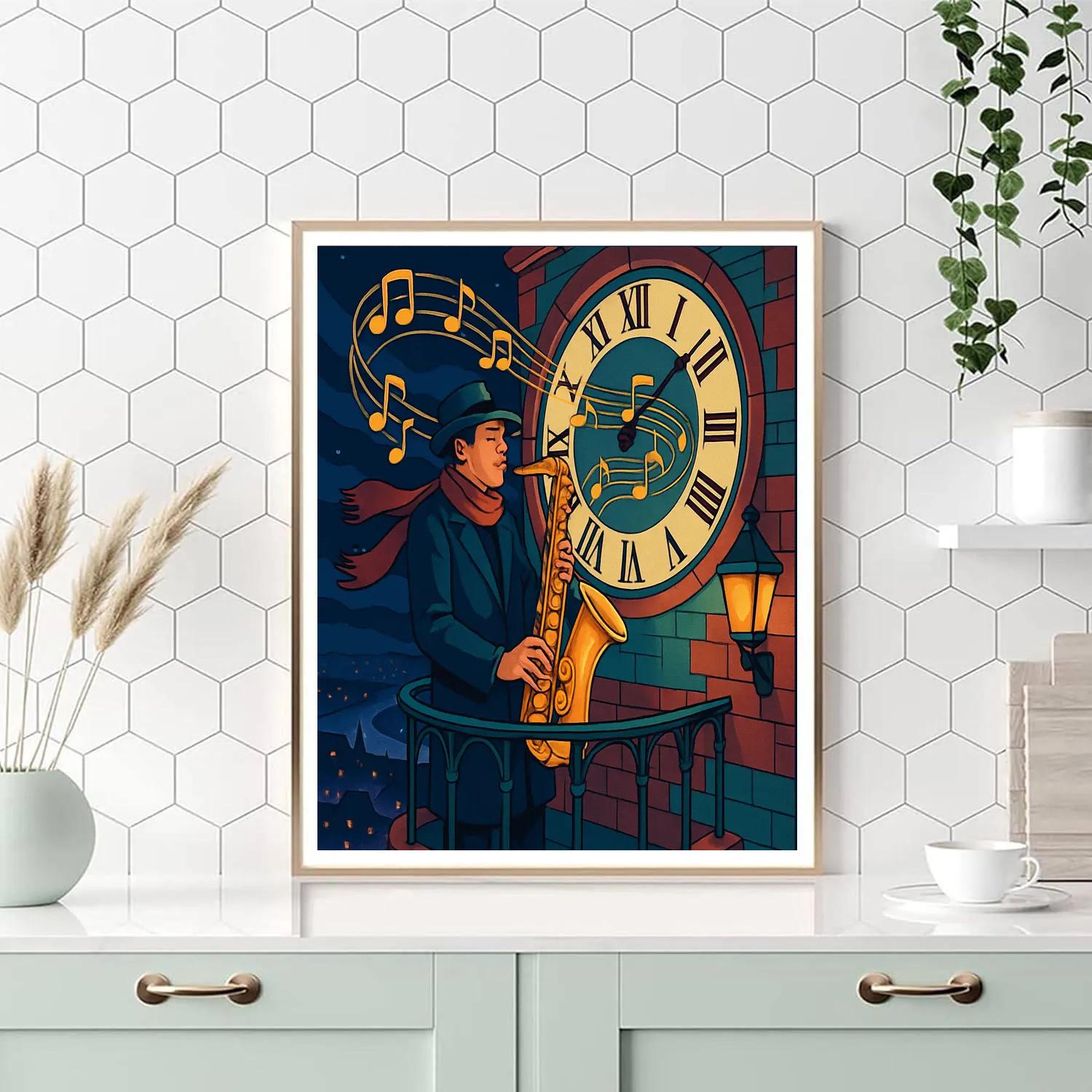 Midnight Clocktower Jazz Serenade Numbered painting kits