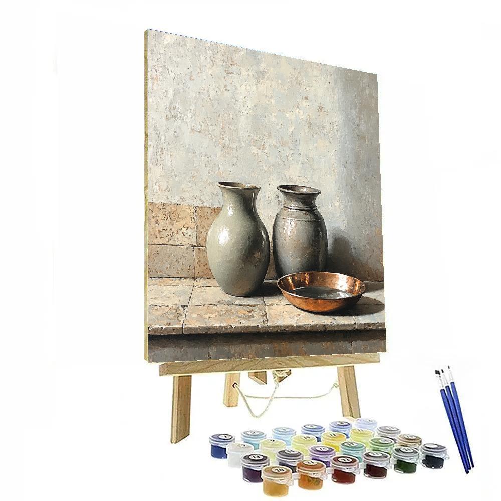 Diego Velázquez Inspired Silvery Bodegon Of Earthenware And Copper Light Numbered painting kits