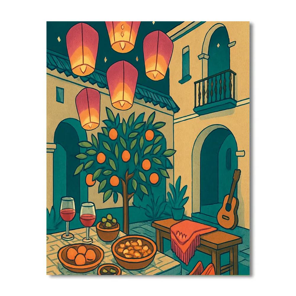 Lantern Festival Courtyard Spain Paint by numbers kits