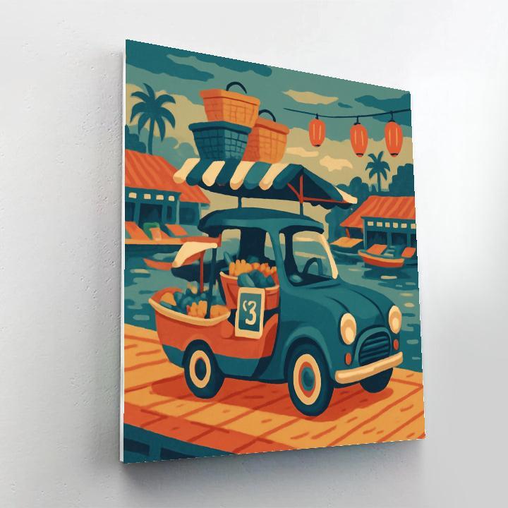 Cars Of The Floating Market Parade paint by number