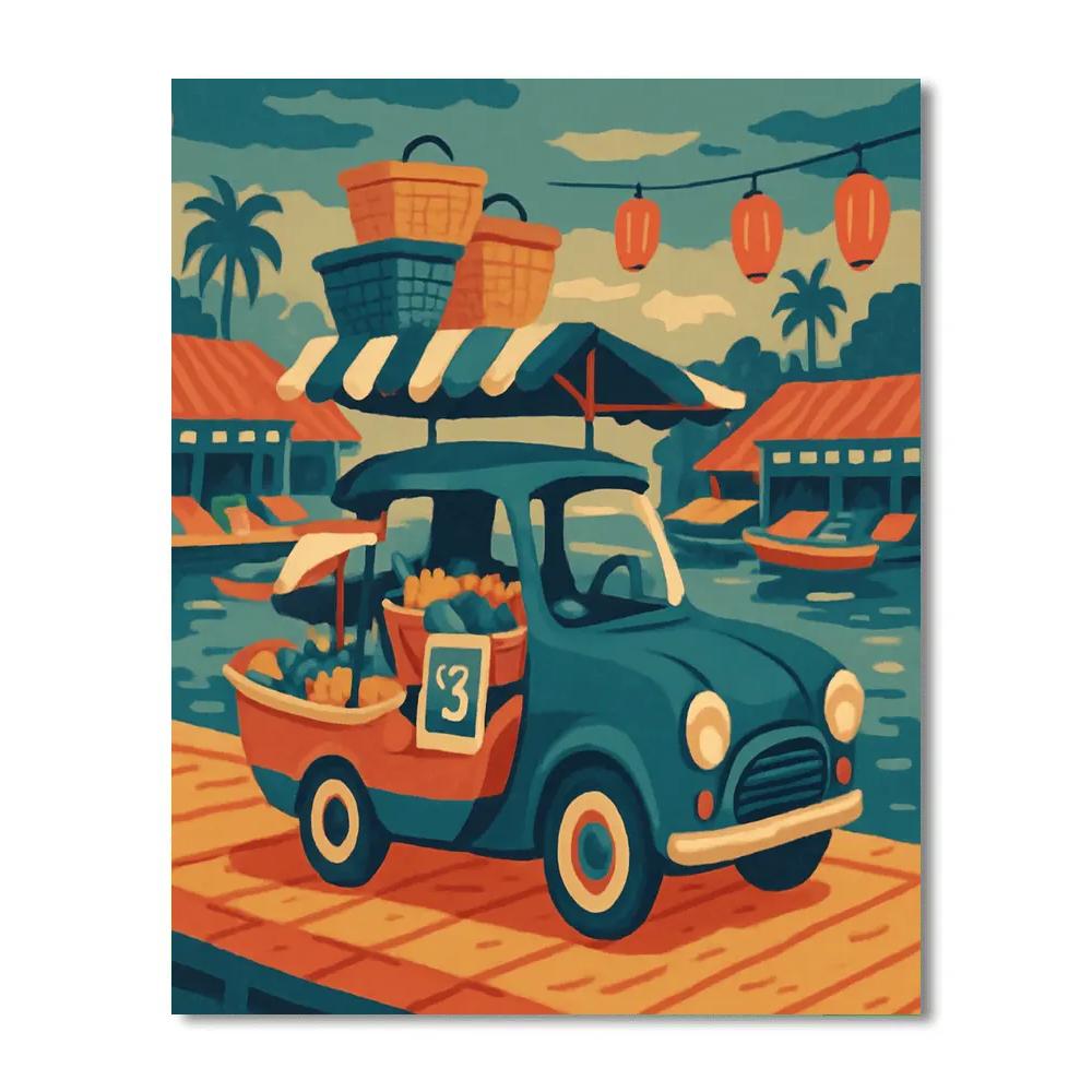 Cars Of The Floating Market Parade paint by number