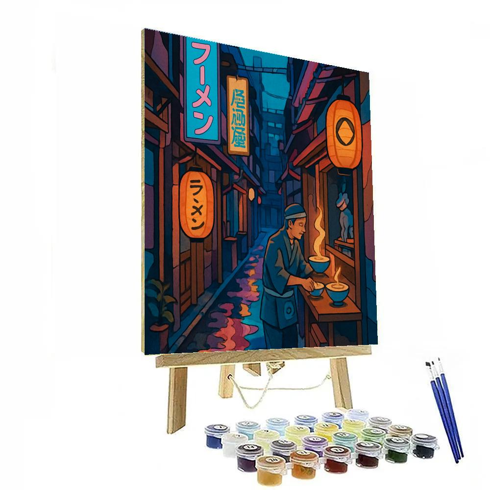 Neon Lantern Alley In Japan Painting by numbers kit