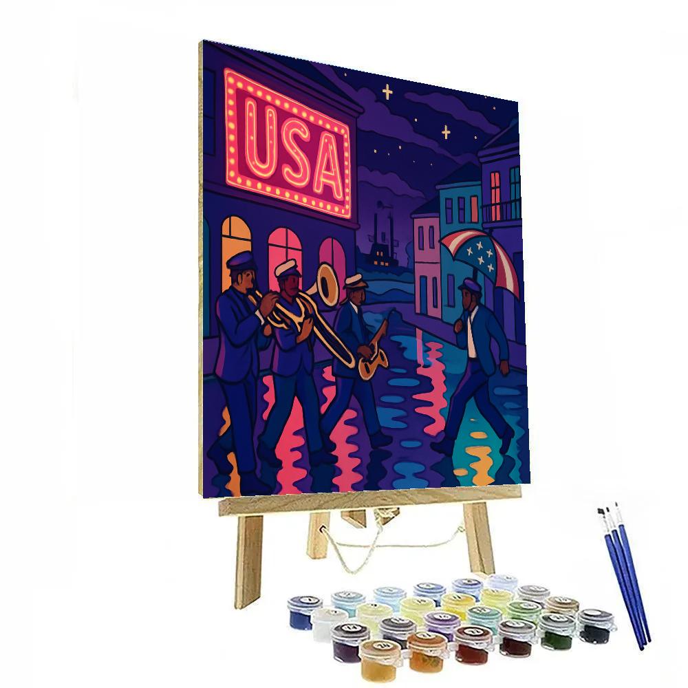 Jazz Parade Under Neon USA paint by numbers