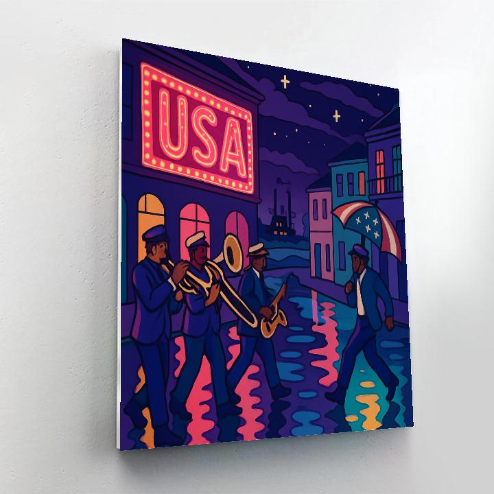 Jazz Parade Under Neon USA paint by numbers