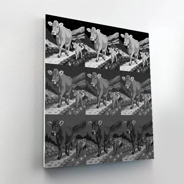 Cow Crafted Starlit Alpine Pasture Paint by numbers art