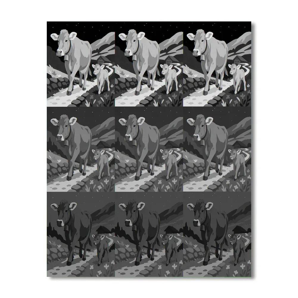 Cow Crafted Starlit Alpine Pasture Paint by numbers art